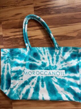 Moroccanoil Turquoise and White Tie-Dye Canvas Tote